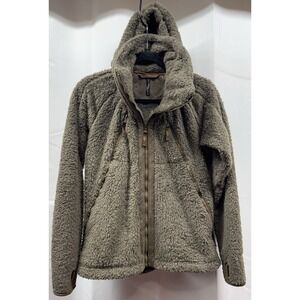 Kuhl Flight Sherpa Hooded Full Zip Jacket Green W/ Brown Accents Woman's Sz S